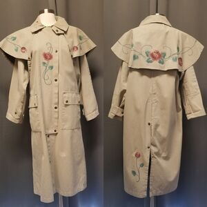Vintage 90s y2k Boho Cottagecore Hand Painted Australia Dover Duster Coat Small